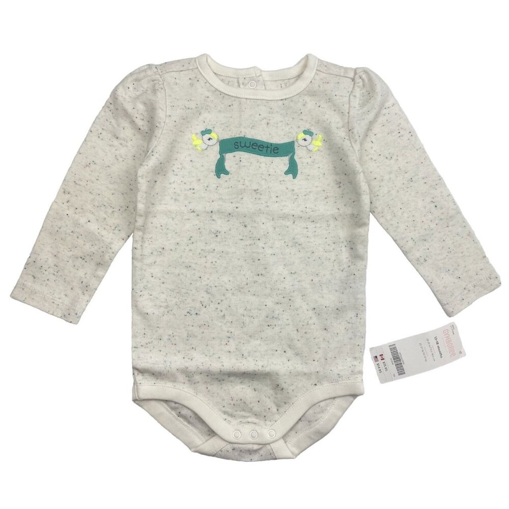 Gymboree Baby Girl Bodysuit Sweetie Size 12-18 M 100% Cotton Long Sleeves